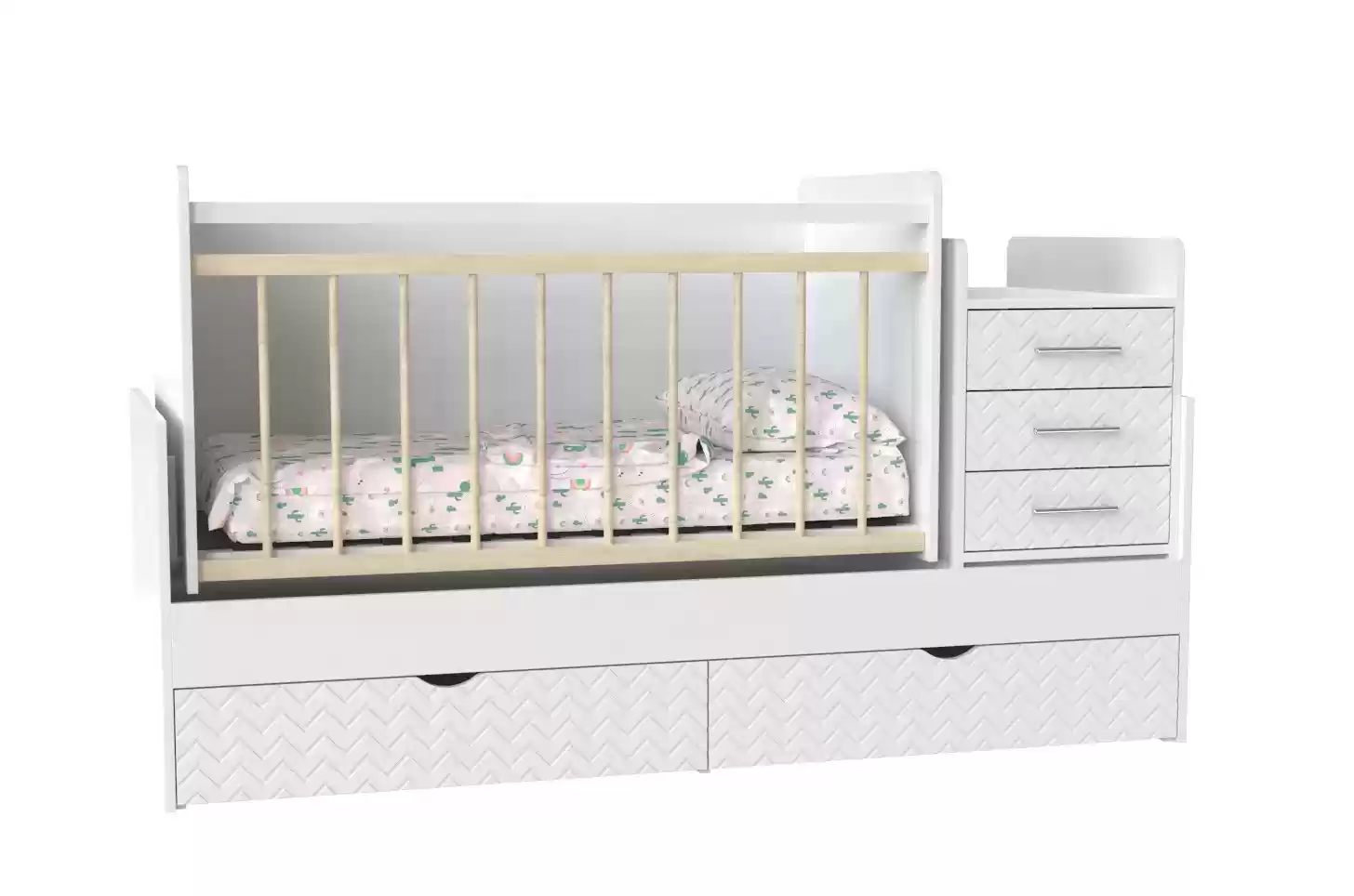 Дитяче ліжко Binky DS039 (3 в 1) аляска/білий супермат (МДФ)