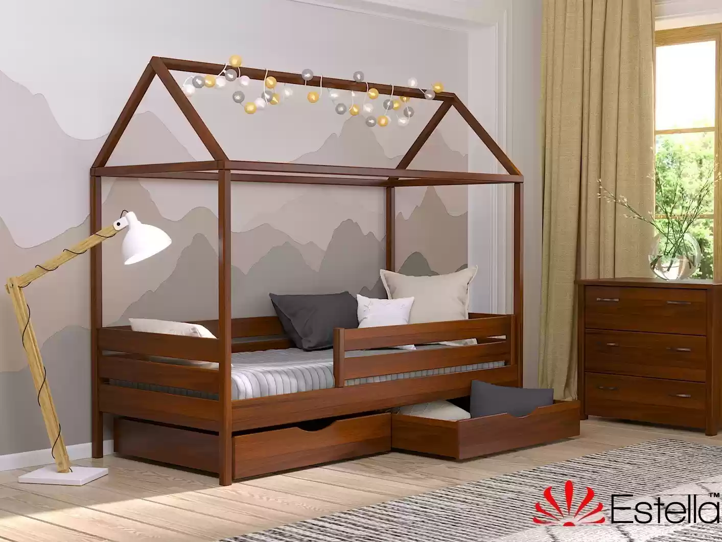 Деревянная кровать-домик Амми 80х190 (массив)