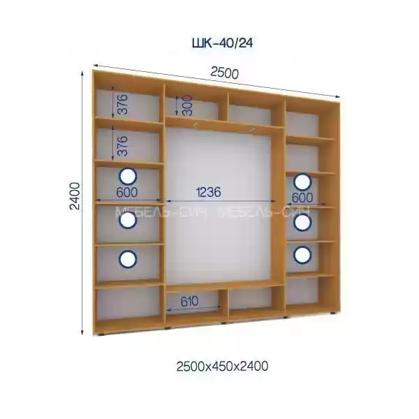 Шафа-купе 40/24-3Ф-2500*450*2400 3-х дверна з ДСП