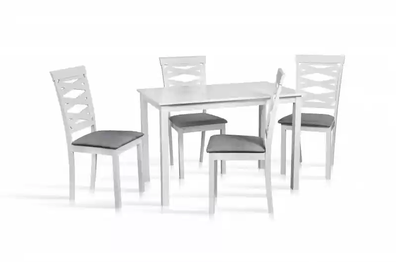 Комплект Бруклин 1 стол 4 стула (белый/ткань серая)