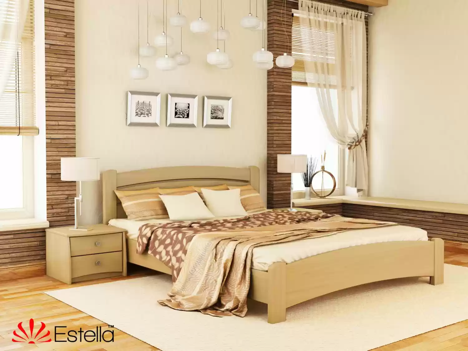 Дерев'яне ліжко в масиві Венеція-Люкс 140х200