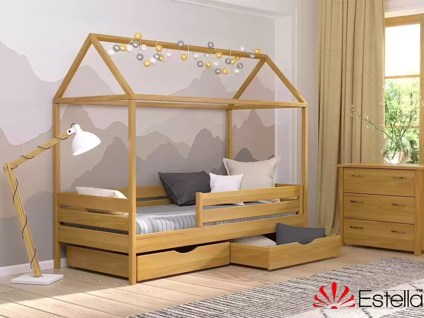 Деревянная кровать-домик Амми 90х200 (массив)