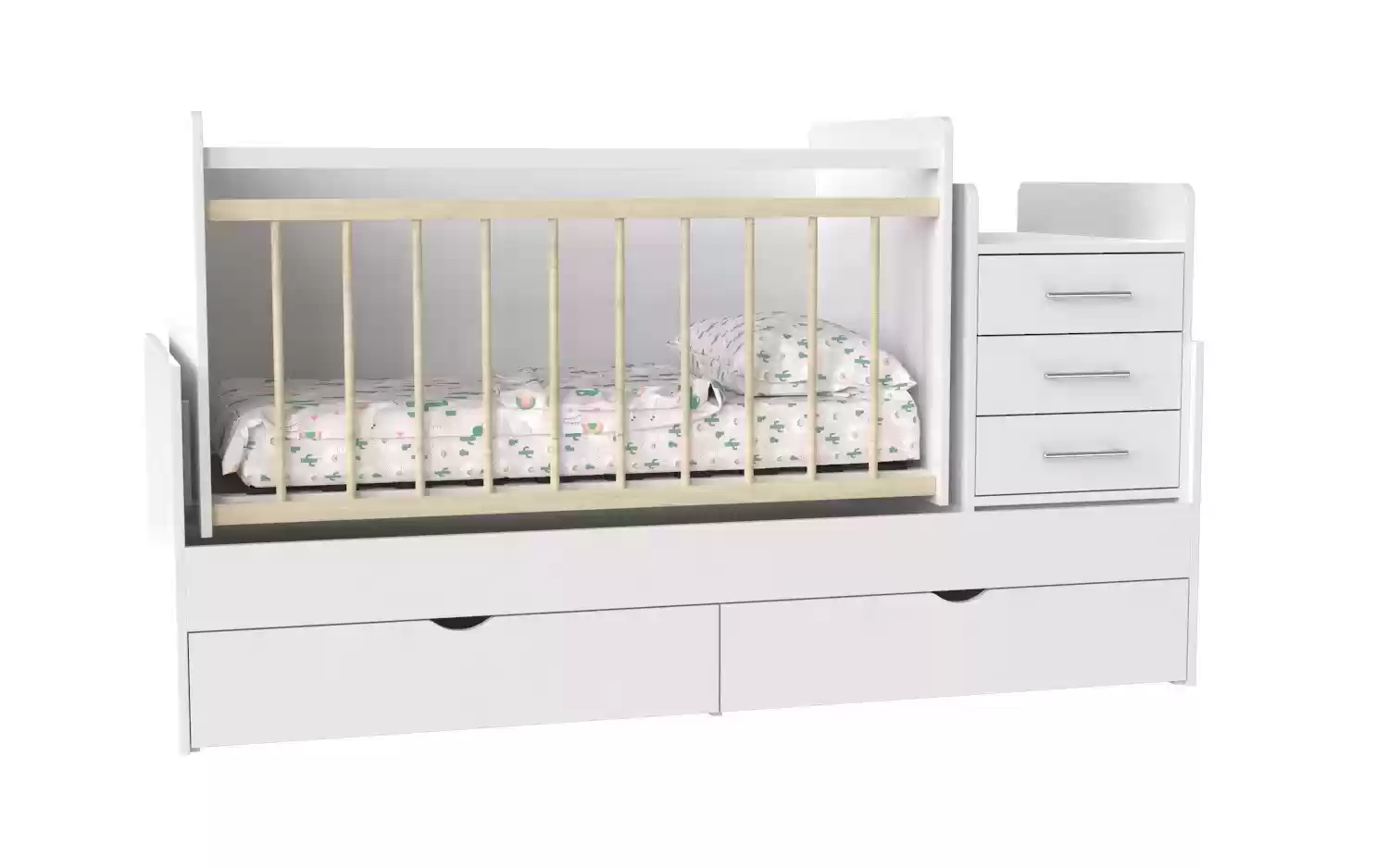 Дитяче ліжко Binky DS039 (3 в 1) аляска/аляска (ДСП)