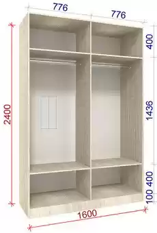 Шафа-купе Стандарт 1600х600х2000(2100) 2 двері ДСП (Наповн.2)