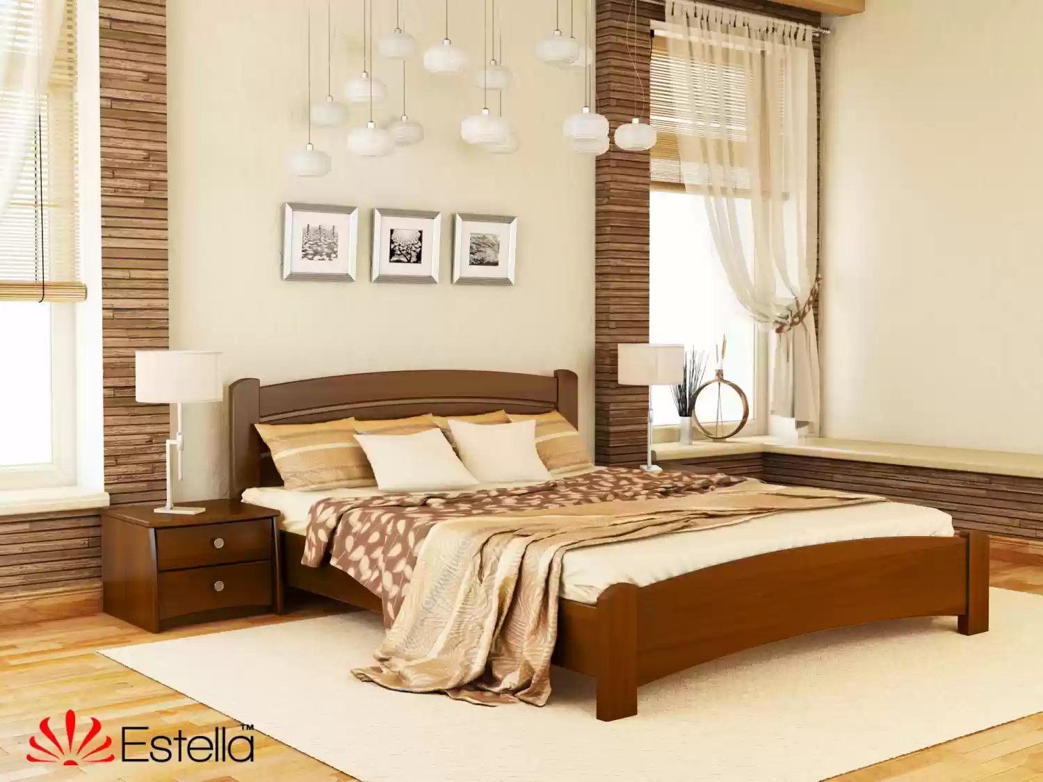 Дерев'яне ліжко в масиві Венеція-Люкс 120х200