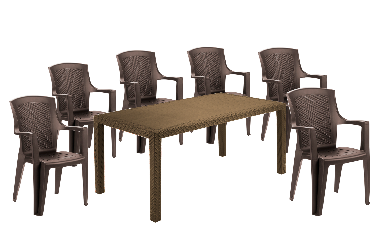 НК Комплект стіл Joker+6 крісел Eden коричневий
